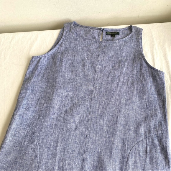 For Cynthia Sleeveless Linen Blend A-Line Dress Rick Rack - Picture 5 of 13